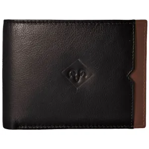 Jack Abrahams Goat Nappa Leather Bi-Fold Wallet Black/Cognac