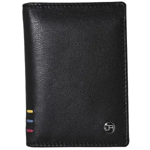 Jack Abrahams Goat Nappa Leather Bi-Fold Wallet with Flip ID Window Pocket Black