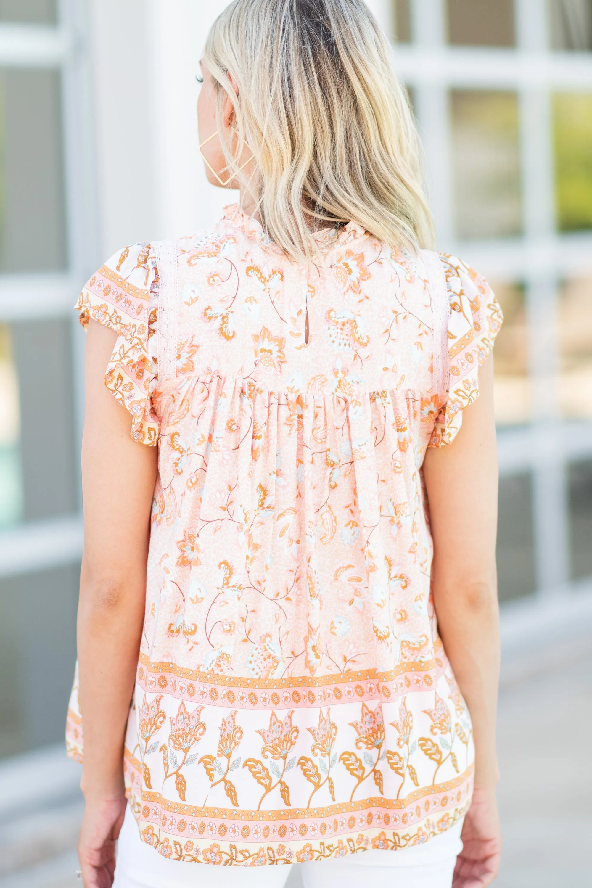 All In A Day Salmon Pink Floral Tank