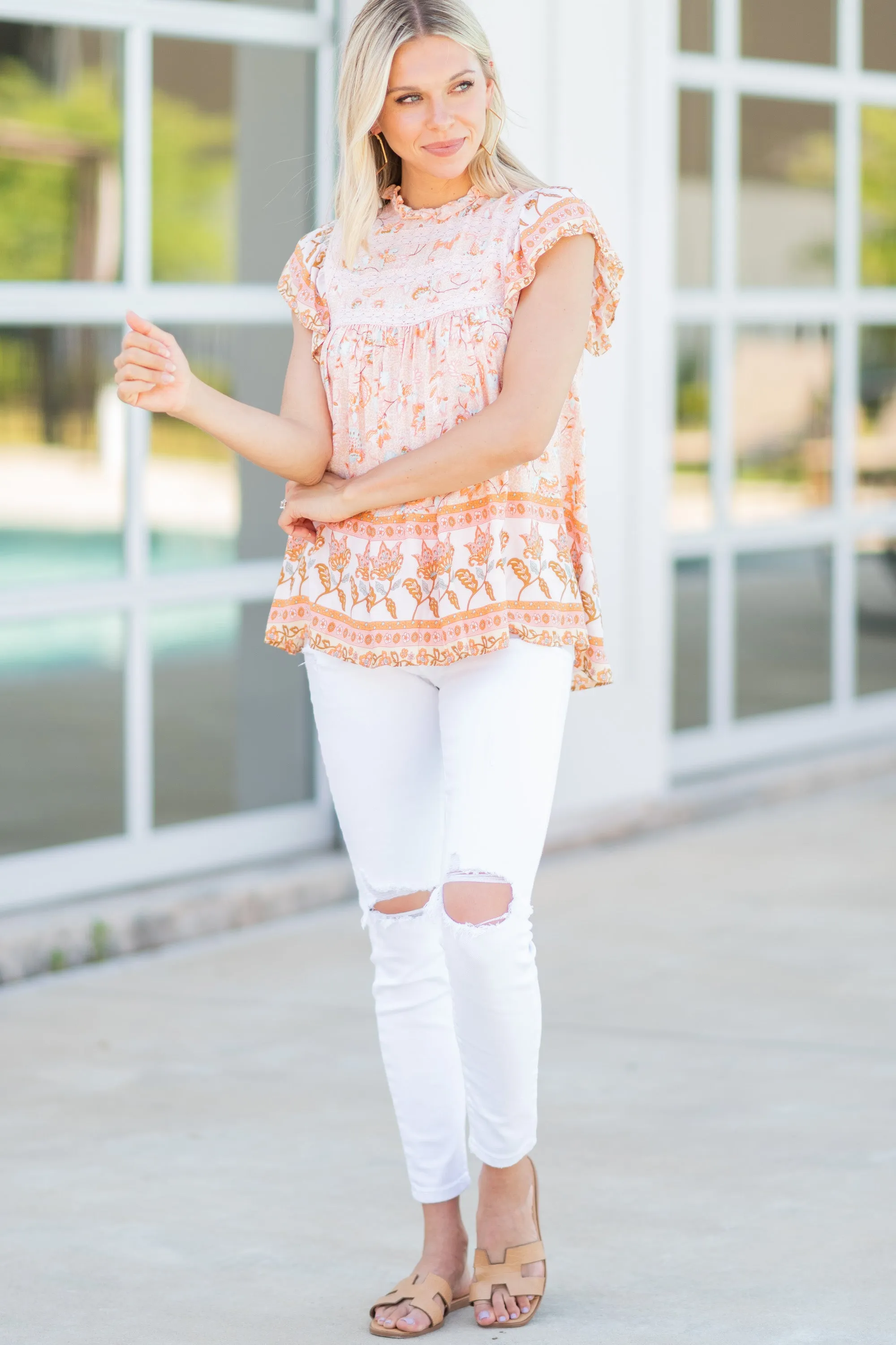 All In A Day Salmon Pink Floral Tank