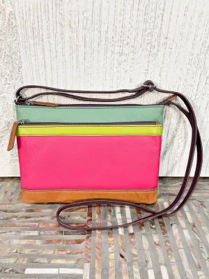 Double Zip Crossbody Bag, Sage Multi