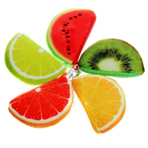 fashion orange watermelons semicircle Wallets 3D ladies purse soft printing fruit bags children clothes pouch for kids gift