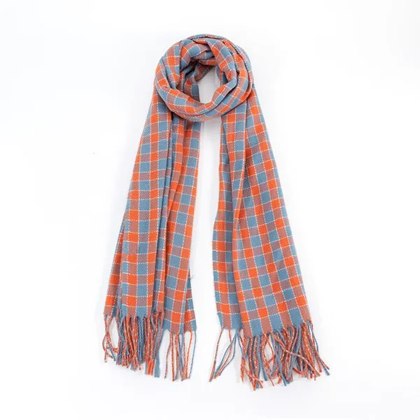 FRINGED PLAID LONG SCARF