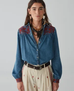 Maison Hotel Phoebe Blue Moon Blouse - UK16