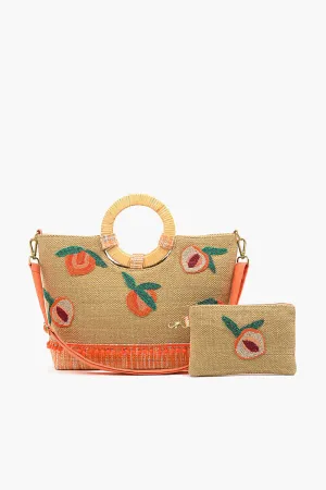 Peach Jute Tote with Pouch