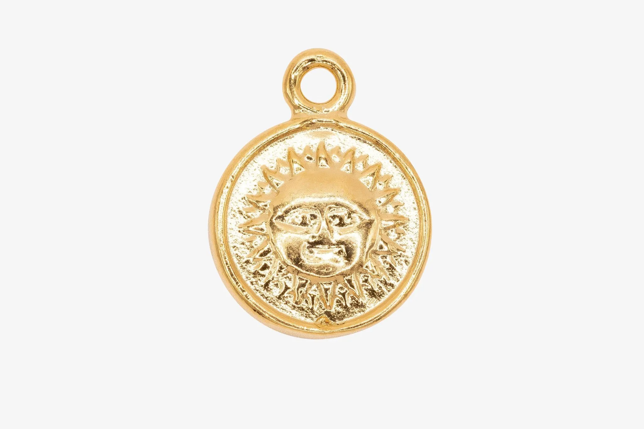 Sun and Moon Face Charm Wholesale 14K Gold, Solid 14K Gold, G155