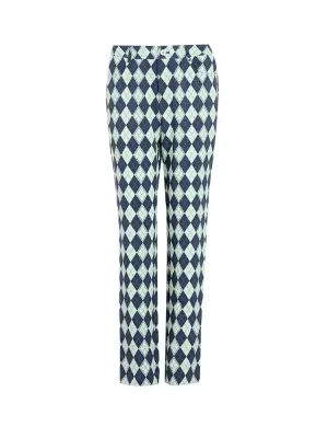 SVG Blue -Green Checkered Trousers Slim Straight Pants