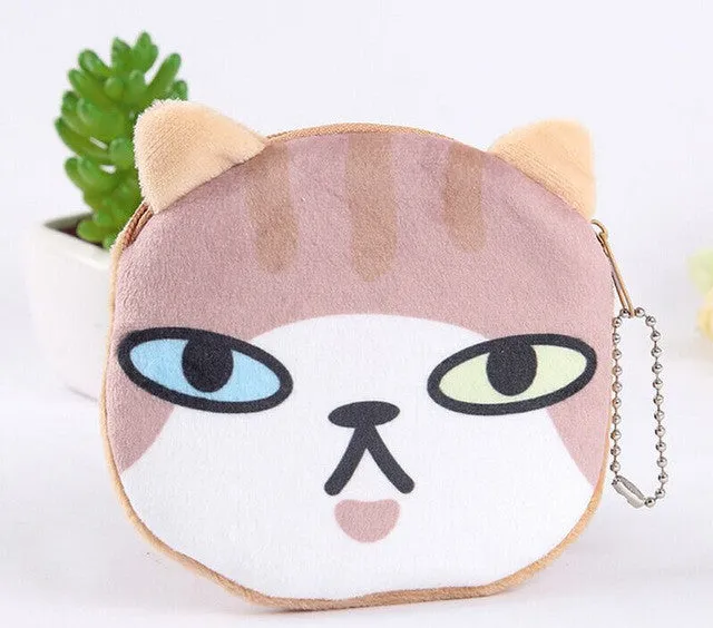 Sweet 3D Kitty Coin Bags , 5Designs, Plush Cats Gift Coin BAG Wallet Pouch Case , Little Key Chain Coin Pouch