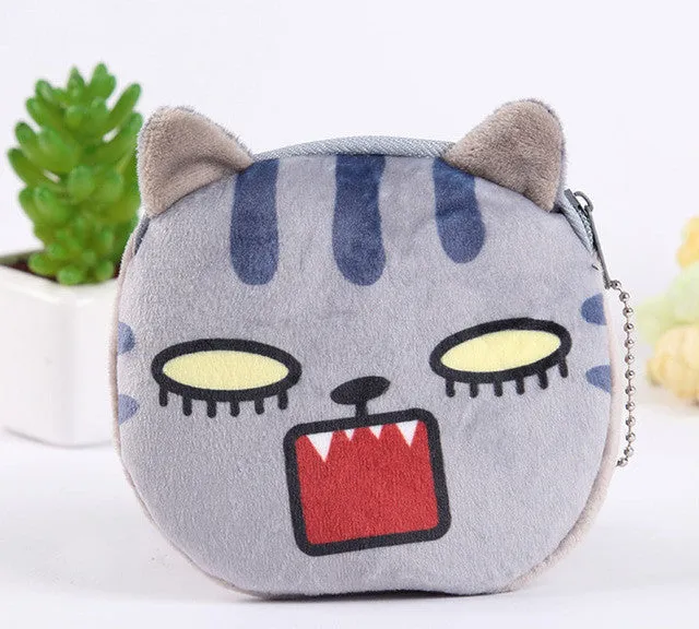 Sweet 3D Kitty Coin Bags , 5Designs, Plush Cats Gift Coin BAG Wallet Pouch Case , Little Key Chain Coin Pouch