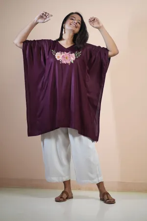 Wine Rayon KaftanKurta - VinoTinto